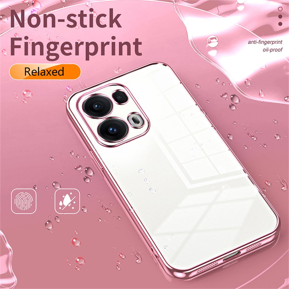 For Oppo Reno13 Pro 5G Case Electroplating Frame Soft TPU Phone Cover - Pink