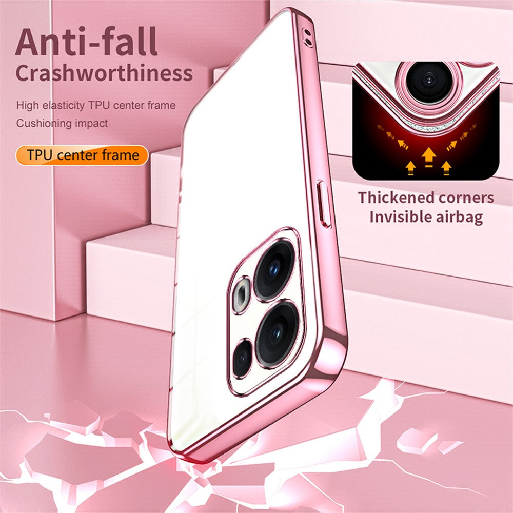 For Oppo Reno13 Pro 5G Case Electroplating Frame Soft TPU Phone Cover - Pink