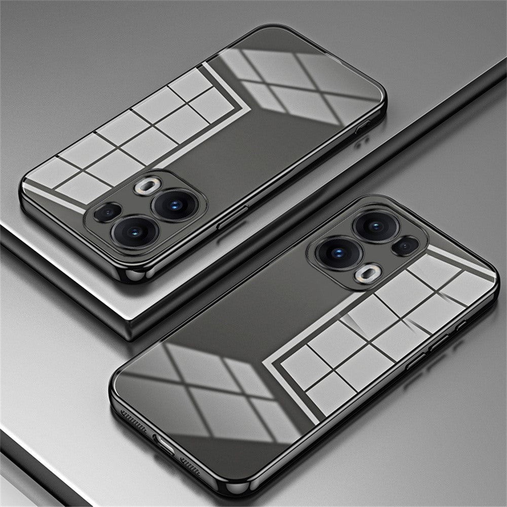 For Oppo Reno13 Pro 5G Case Electroplating Frame Soft TPU Phone Cover - Black