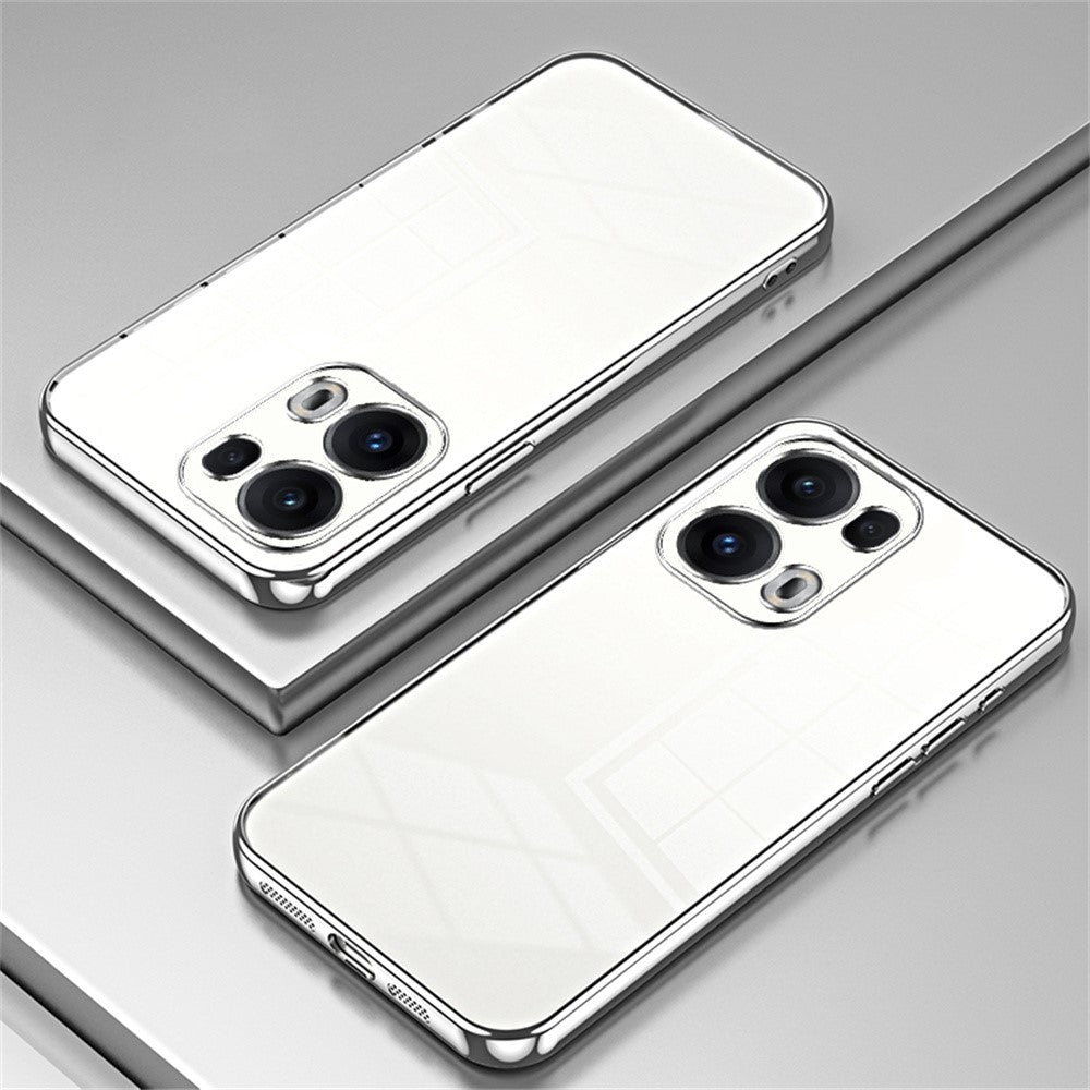 For Oppo Reno13 Pro 5G Case Electroplating Frame Soft TPU Phone Cover - Silver
