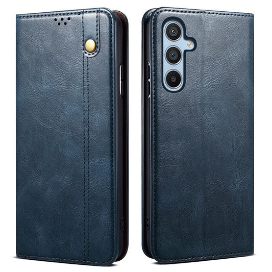 For Samsung Galaxy A26 5G Case Crazy Horse Texture Waxy Leather Wallet Stand Phone Cover - Blue