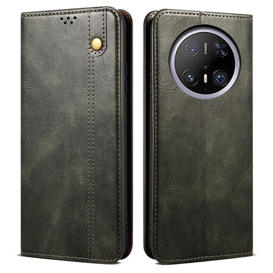 For Huawei Mate 70 Pro / Mate 70 Pro+ Case Crazy Horse Texture Waxy Leather Wallet Stand Phone Cover - Green