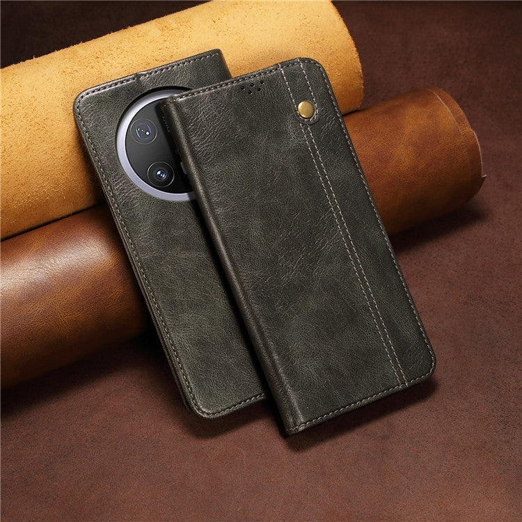For Huawei Mate 70 Pro / Mate 70 Pro+ Case Crazy Horse Texture Waxy Leather Wallet Stand Phone Cover - Green
