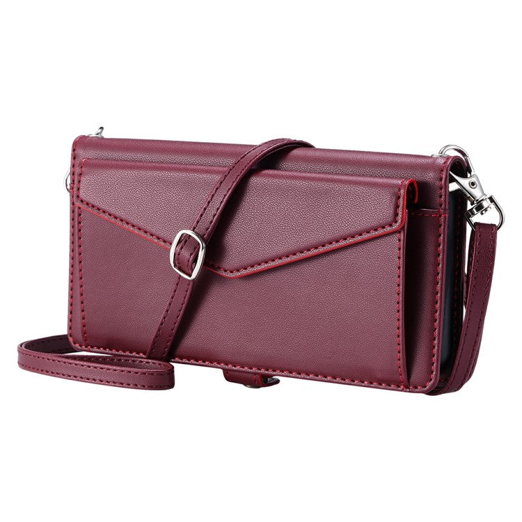 For Motorola Moto G75 5G Leather Case Wallet Stand Phone Cover with Straps - Wine Red