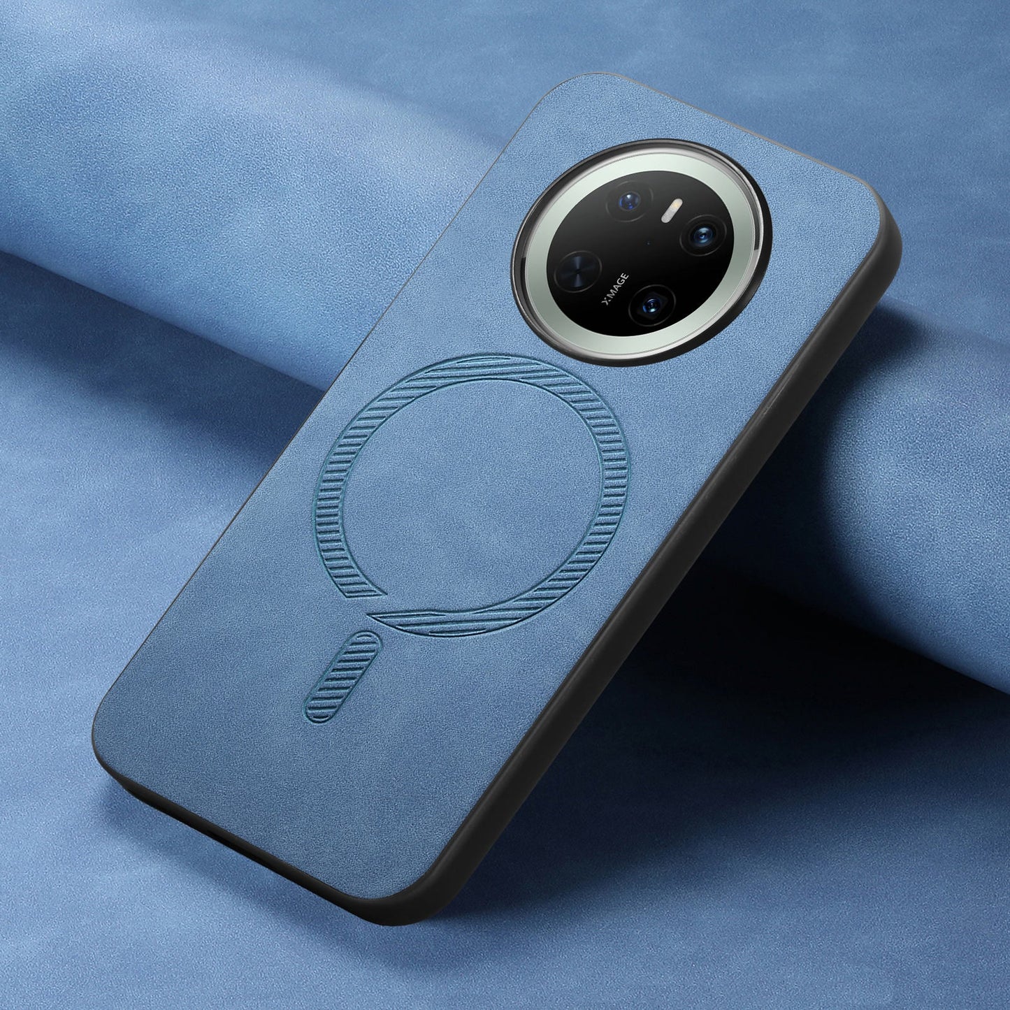 For Huawei Mate 70 Leather Back Case Compatible with MagSafe Skin-touch Phone Cover - Blue