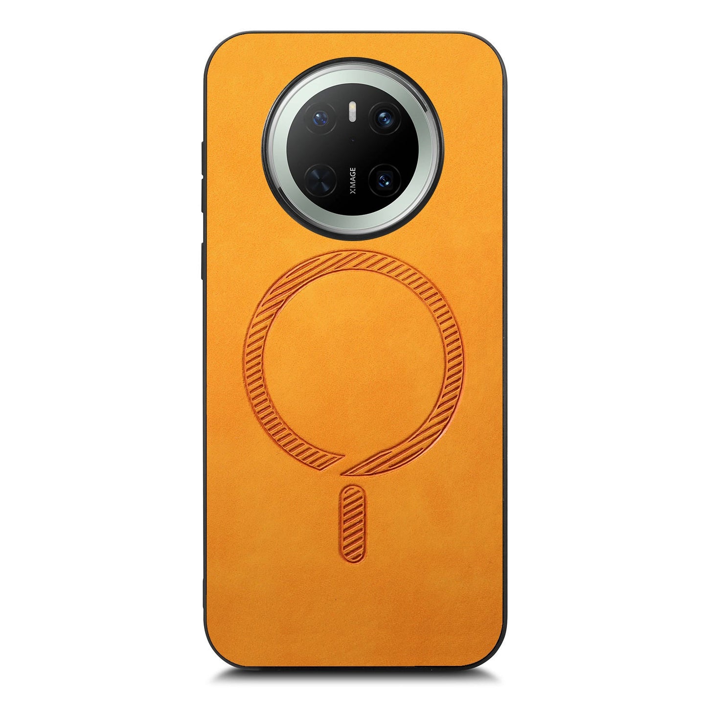 For Huawei Mate 70 Leather Back Case Compatible with MagSafe Skin-touch Phone Cover - Yellow