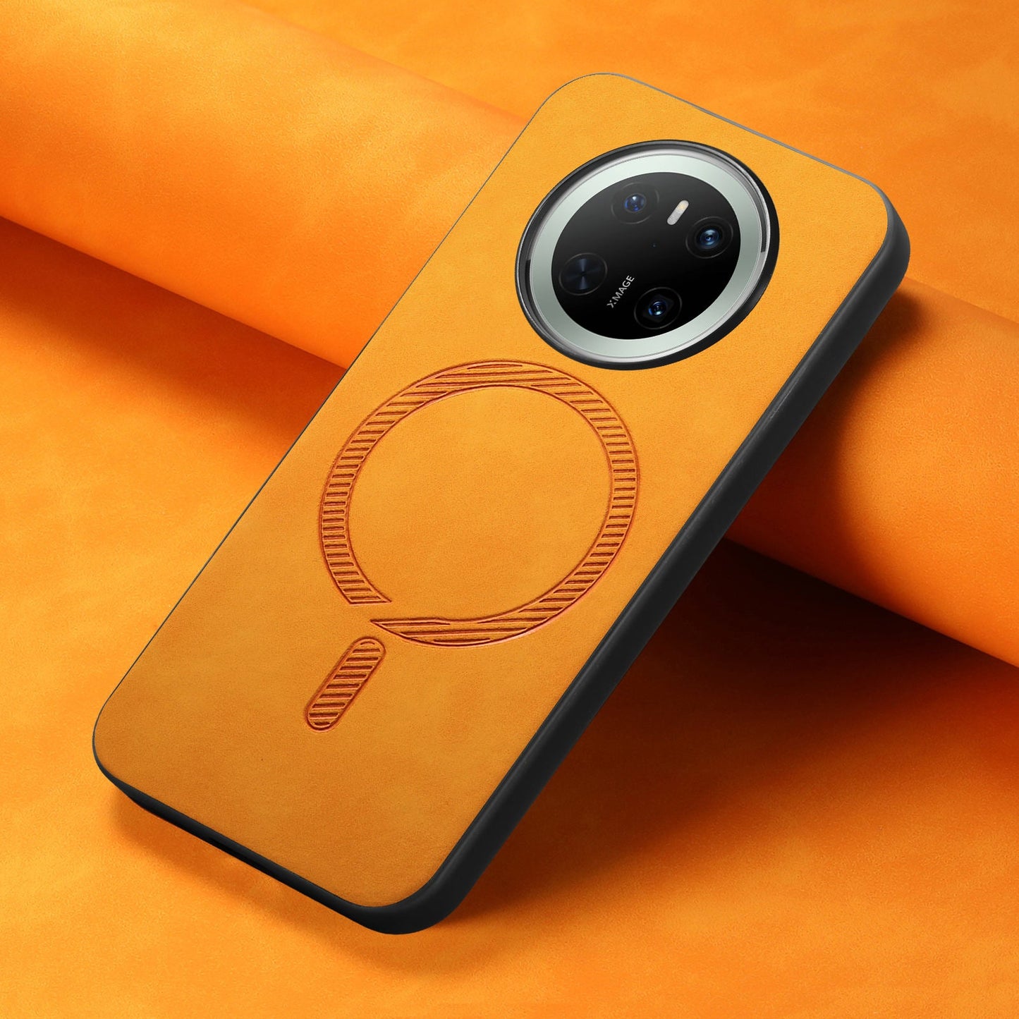 For Huawei Mate 70 Leather Back Case Compatible with MagSafe Skin-touch Phone Cover - Yellow