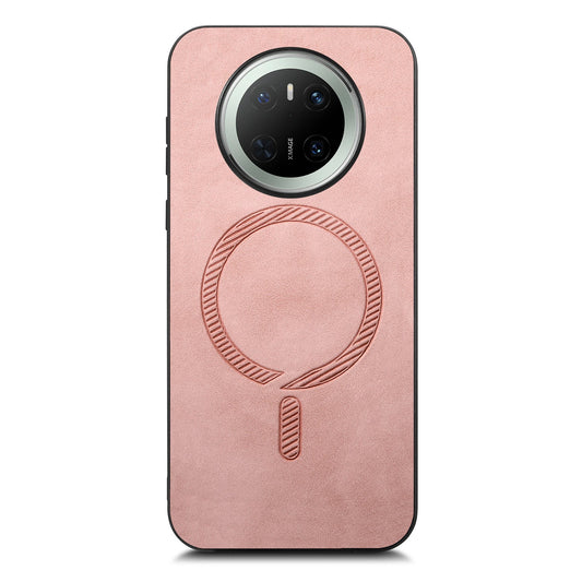 For Huawei Mate 70 Leather Back Case Compatible with MagSafe Skin-touch Phone Cover - Pink