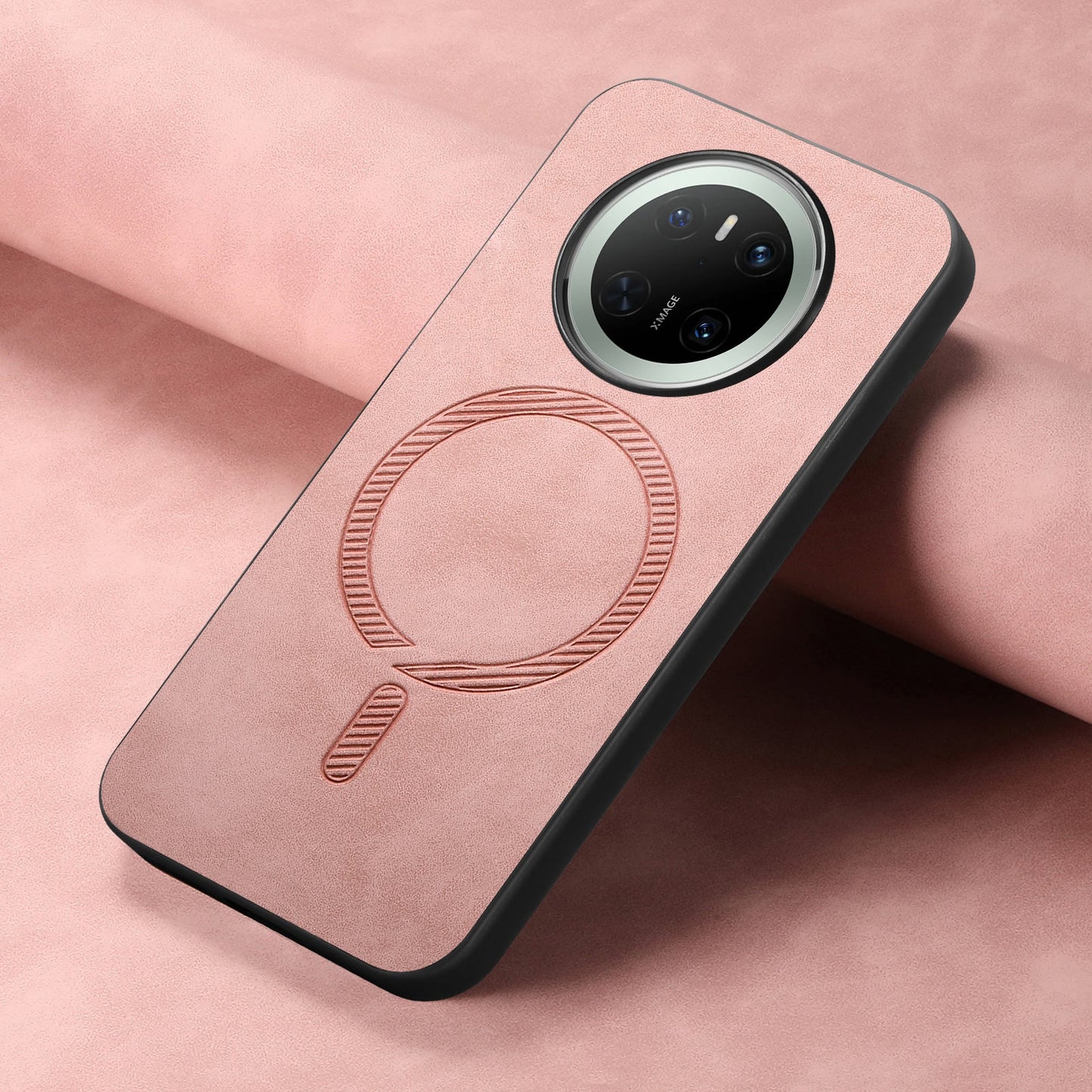 For Huawei Mate 70 Leather Back Case Compatible with MagSafe Skin-touch Phone Cover - Pink