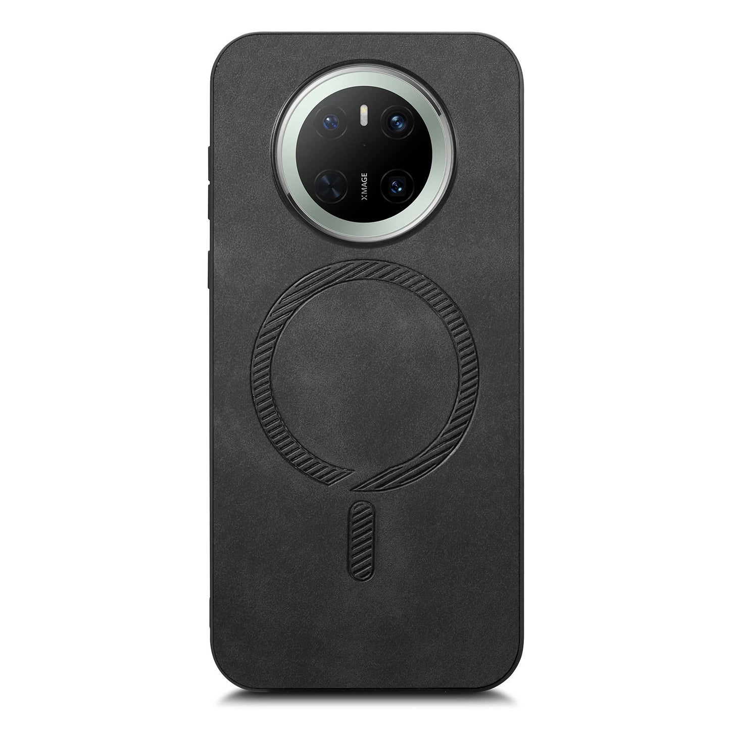 For Huawei Mate 70 Leather Back Case Compatible with MagSafe Skin-touch Phone Cover - Black