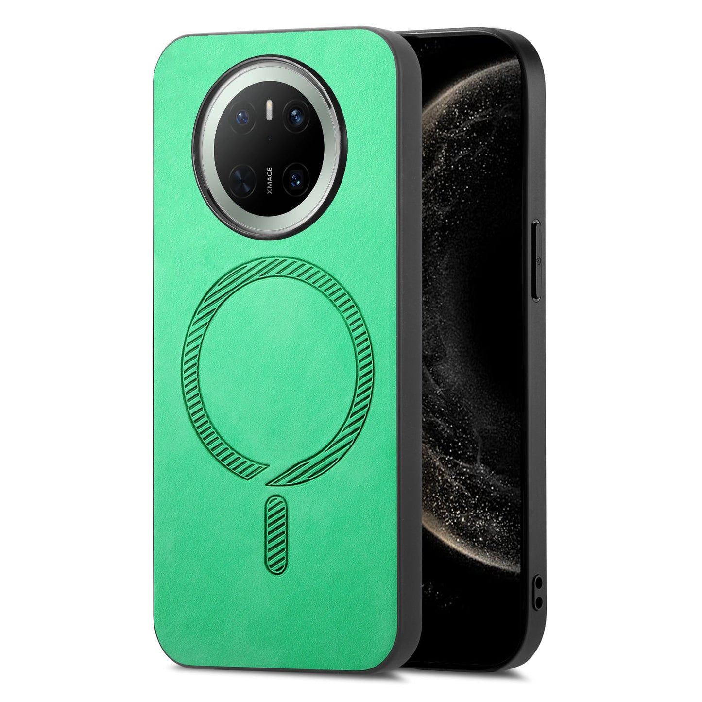 For Huawei Mate 70 Leather Back Case Compatible with MagSafe Skin-touch Phone Cover - Green
