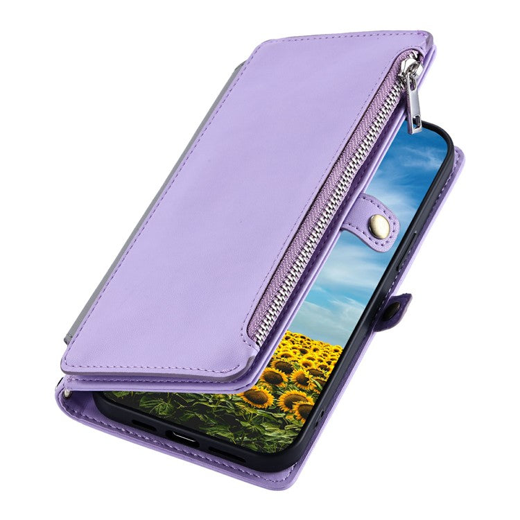 015 Style For Motorola Moto G75 5G Case TPU+PU Leather Wallet Phone Cover with Straps - Purple