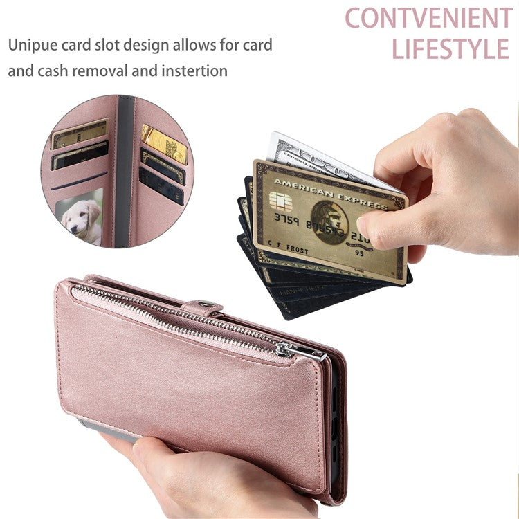 015 Style For Motorola Moto G75 5G Case TPU+PU Leather Wallet Phone Cover with Straps - Rose Gold