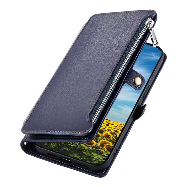015 Style For Motorola Moto G75 5G Case TPU+PU Leather Wallet Phone Cover with Straps - Blue