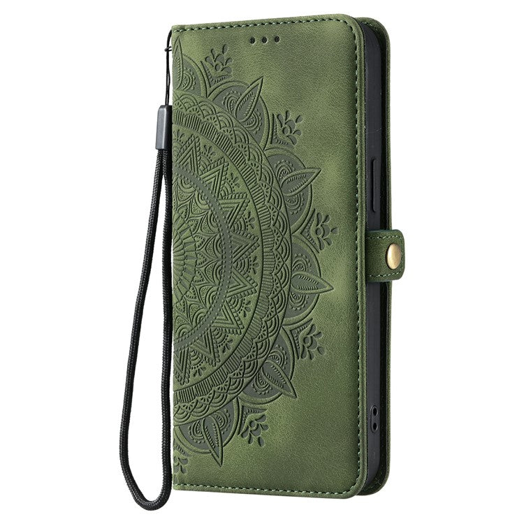 Style 016 For Motorola Moto G75 5G Case Skin Feel Totem Imprinted Wallet Leather Phone Cover - Blackish Green