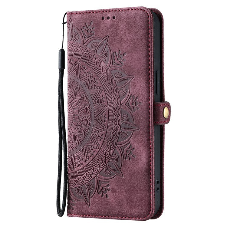 Style 016 For Motorola Moto G75 5G Case Skin Feel Totem Imprinted Wallet Leather Phone Cover - Wine Red