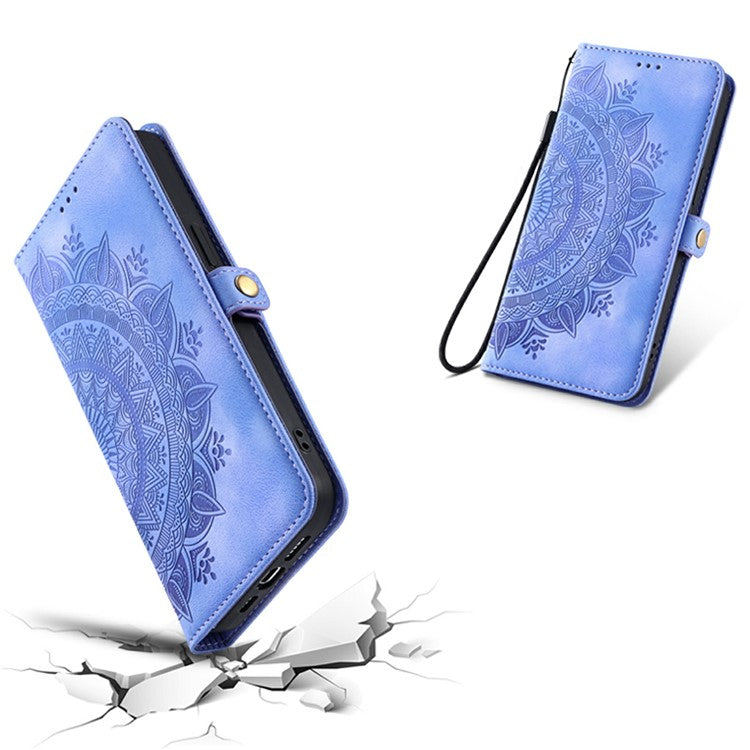 Style 016 For Motorola Moto G75 5G Case Skin Feel Totem Imprinted Wallet Leather Phone Cover - Purple