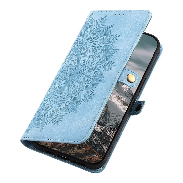 Style 016 For Motorola Moto G75 5G Case Skin Feel Totem Imprinted Wallet Leather Phone Cover - Lake Blue
