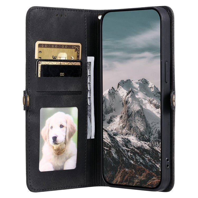 Style 016 For Motorola Moto G75 5G Case Skin Feel Totem Imprinted Wallet Leather Phone Cover - Black