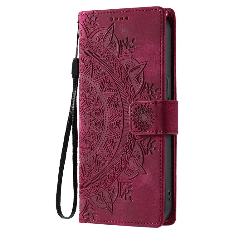 Style 018 For Motorola Moto G75 5G Case Imprinted Totem Skin Feel Wallet Leather Phone Cover - Rose