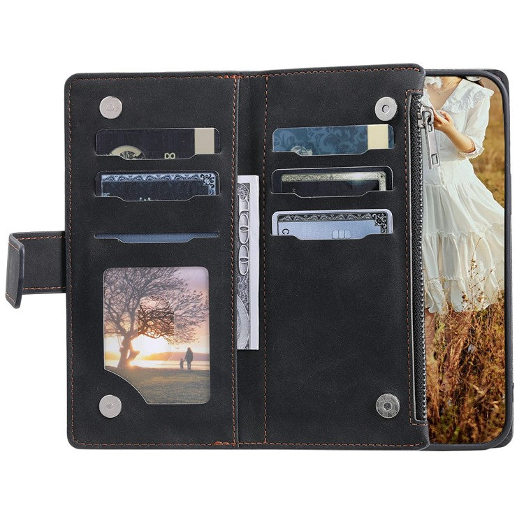 Style 005 For Motorola Moto G75 5G Wallet Case Rhombus Stitching Line PU Leather Phone Cover - Black