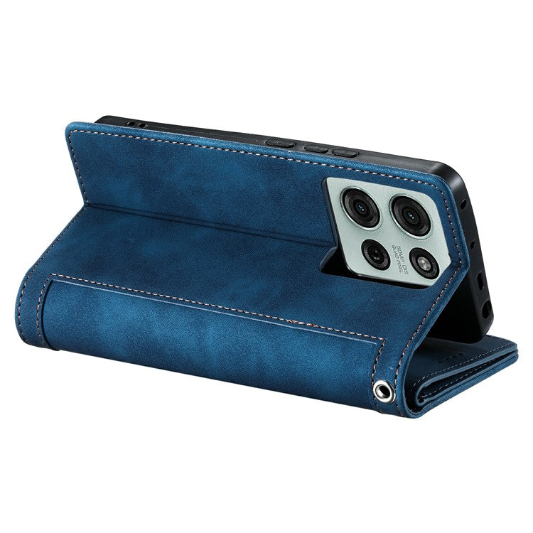 For Motorola Moto G75 5G Case PU Leather Phone Cover with Zipper Wallet 9 Card Slots - Blue