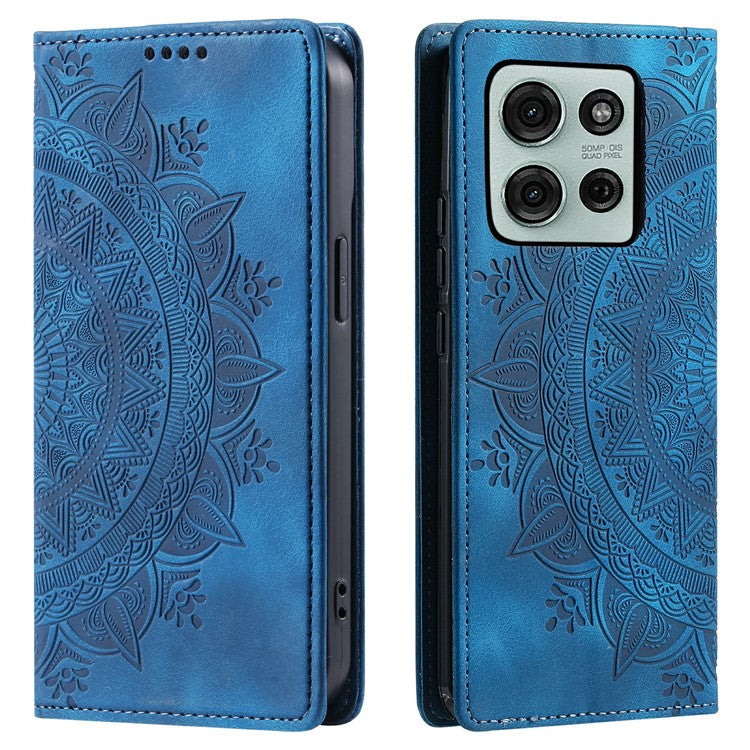 Style-010 For Motorola Moto G75 5G Case Magnetic Closing Leather Phone Cover Pattern Imprinted - Blue