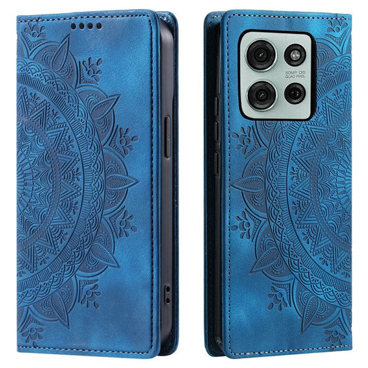 Style-010 For Motorola Moto G75 5G Case Magnetic Closing Leather Phone Cover Pattern Imprinted - Blue