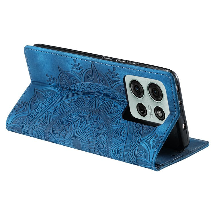 Style-010 For Motorola Moto G75 5G Case Magnetic Closing Leather Phone Cover Pattern Imprinted - Blue