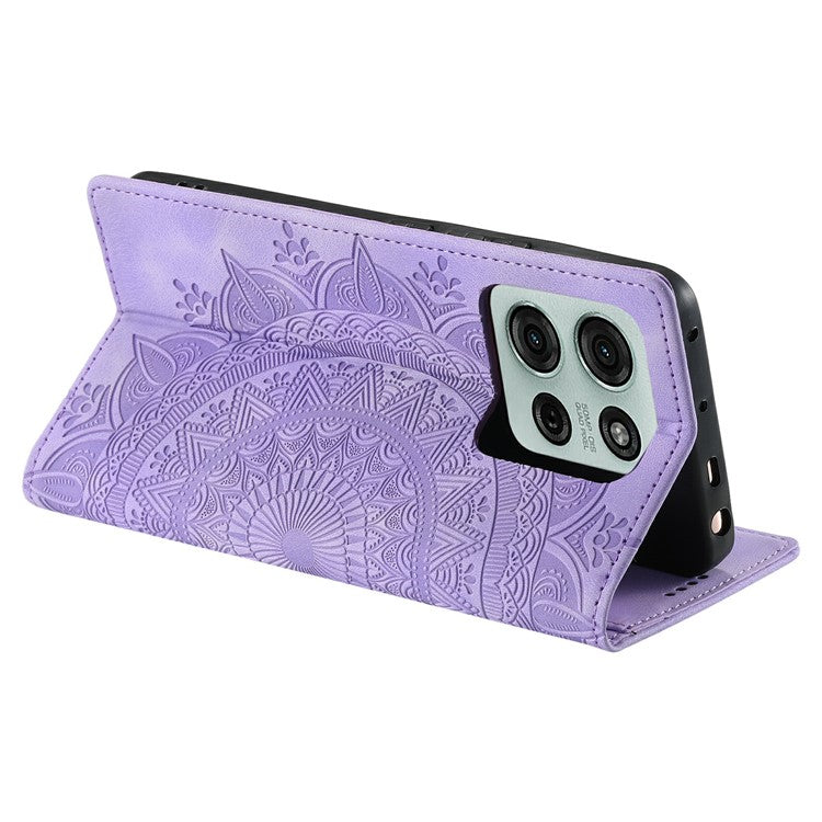 Style-010 For Motorola Moto G75 5G Case Magnetic Closing Leather Phone Cover Pattern Imprinted - Purple