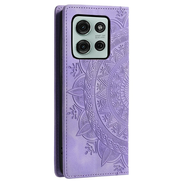 Style-010 For Motorola Moto G75 5G Case Magnetic Closing Leather Phone Cover Pattern Imprinted - Purple