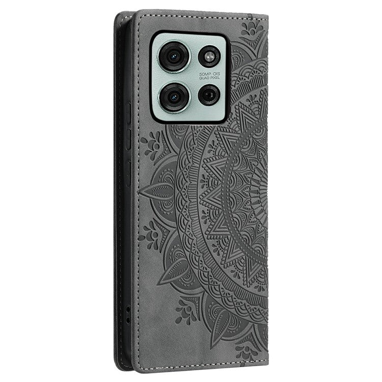 Style-010 For Motorola Moto G75 5G Case Magnetic Closing Leather Phone Cover Pattern Imprinted - Grey