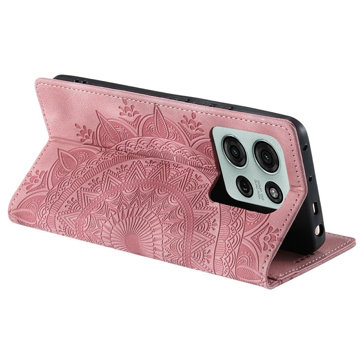 Style-010 For Motorola Moto G75 5G Case Magnetic Closing Leather Phone Cover Pattern Imprinted - Rose Gold