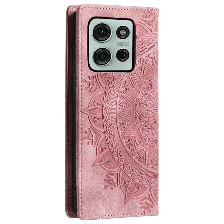 Style-010 For Motorola Moto G75 5G Case Magnetic Closing Leather Phone Cover Pattern Imprinted - Rose Gold