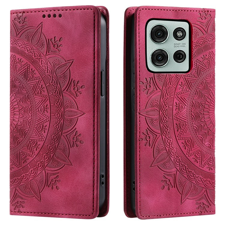 Style-010 For Motorola Moto G75 5G Case Magnetic Closing Leather Phone Cover Pattern Imprinted - Rose