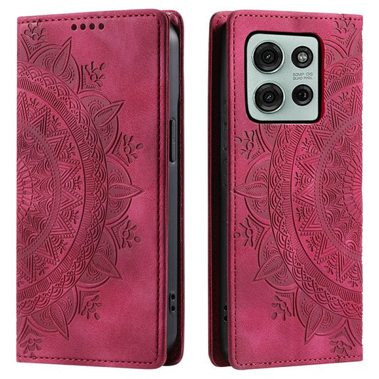 Style-010 For Motorola Moto G75 5G Case Magnetic Closing Leather Phone Cover Pattern Imprinted - Rose