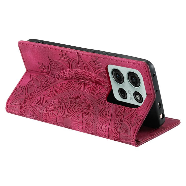 Style-010 For Motorola Moto G75 5G Case Magnetic Closing Leather Phone Cover Pattern Imprinted - Rose