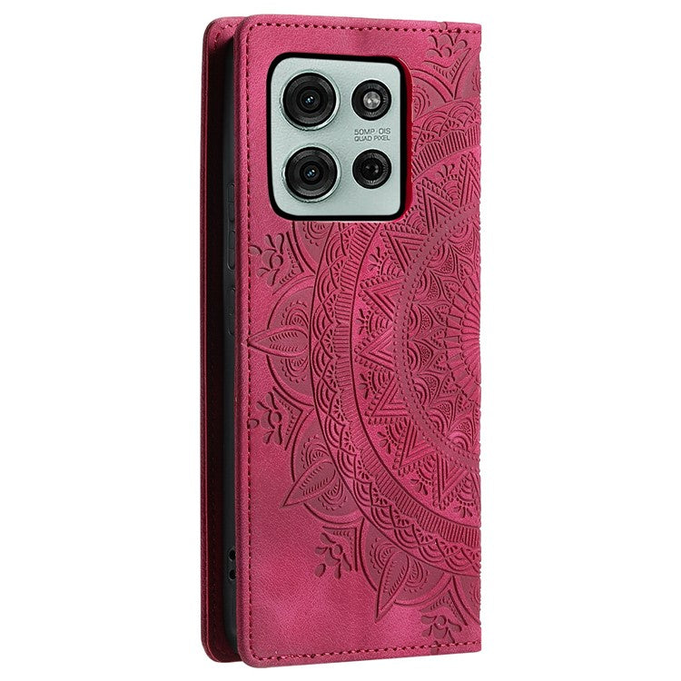 Style-010 For Motorola Moto G75 5G Case Magnetic Closing Leather Phone Cover Pattern Imprinted - Rose