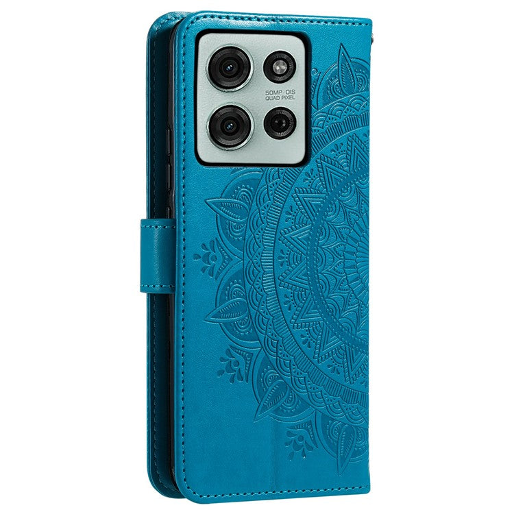 For Motorola Moto G75 5G Case Imprinted Totem PU Leather Wallet Stand Phone Cover - Blue