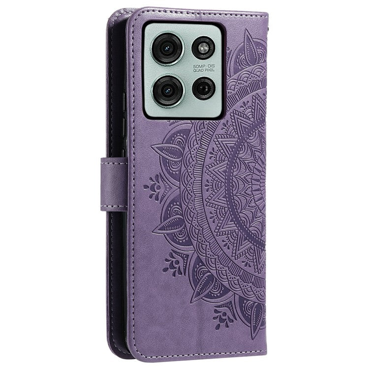 For Motorola Moto G75 5G Case Imprinted Totem PU Leather Wallet Stand Phone Cover - Purple