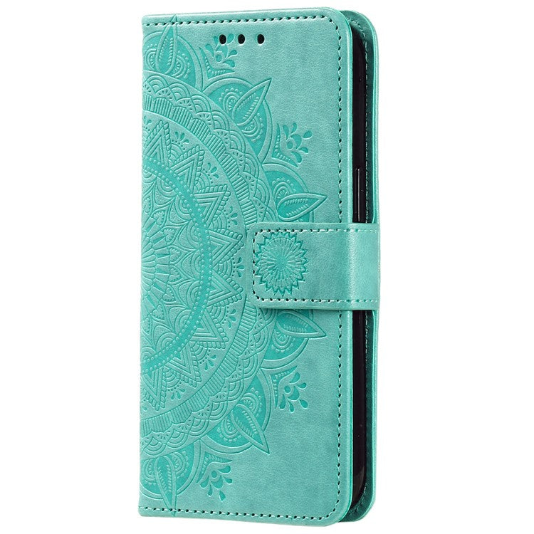 For Motorola Moto G75 5G Case Imprinted Totem PU Leather Wallet Stand Phone Cover - Mint Green