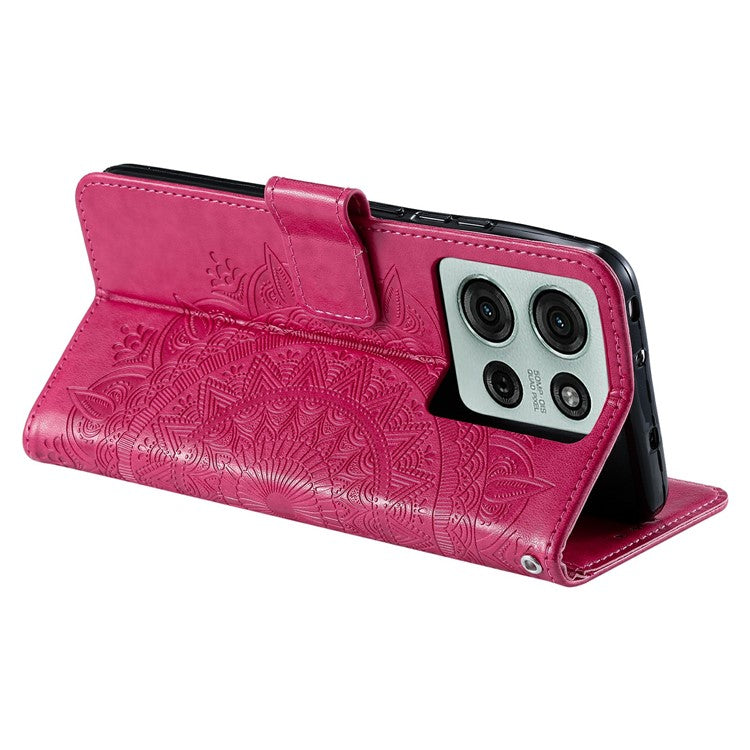 For Motorola Moto G75 5G Case Imprinted Totem PU Leather Wallet Stand Phone Cover - Rose