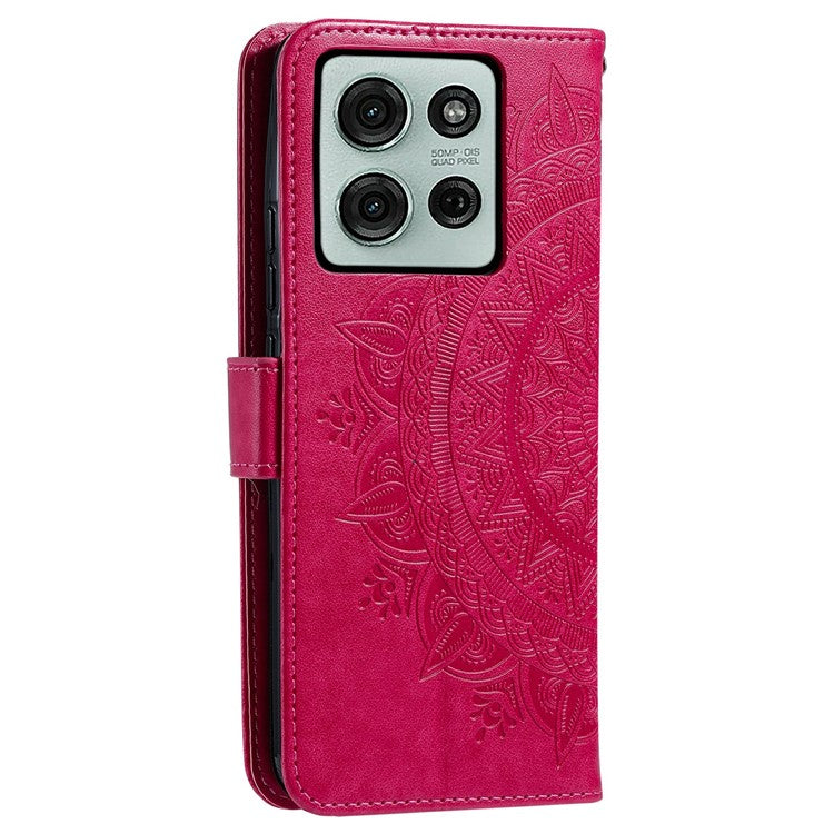 For Motorola Moto G75 5G Case Imprinted Totem PU Leather Wallet Stand Phone Cover - Rose