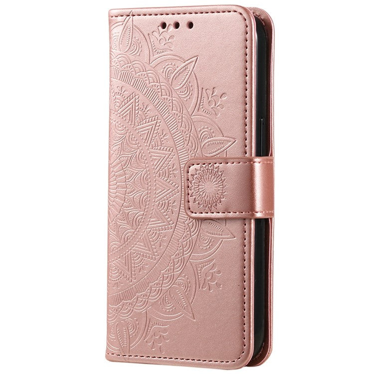 For Motorola Moto G75 5G Case Imprinted Totem PU Leather Wallet Stand Phone Cover - Rose Gold