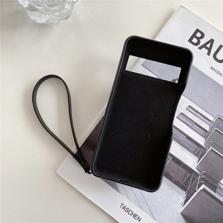 For Google Pixel 8 Pro Case Zipper Card Slots PU Leather Phone Back Cover with Wrist Strap - Black