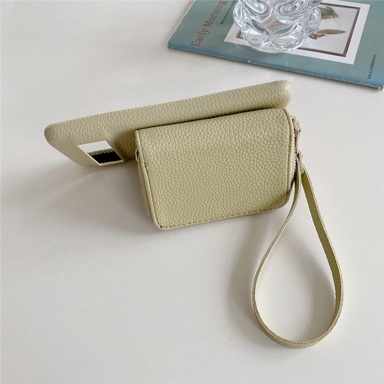 For Google Pixel 8 Pro Case Zipper Card Slots PU Leather Phone Back Cover with Wrist Strap - Green