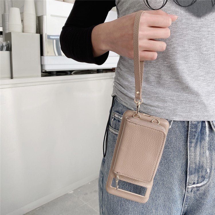 For Google Pixel 8 Pro Case Zipper Card Slots PU Leather Phone Back Cover with Wrist Strap - Light Brown