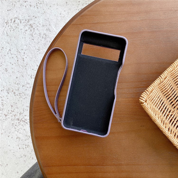 For Google Pixel 8 Pro Case Zipper Card Slots PU Leather Phone Back Cover with Wrist Strap - Purple