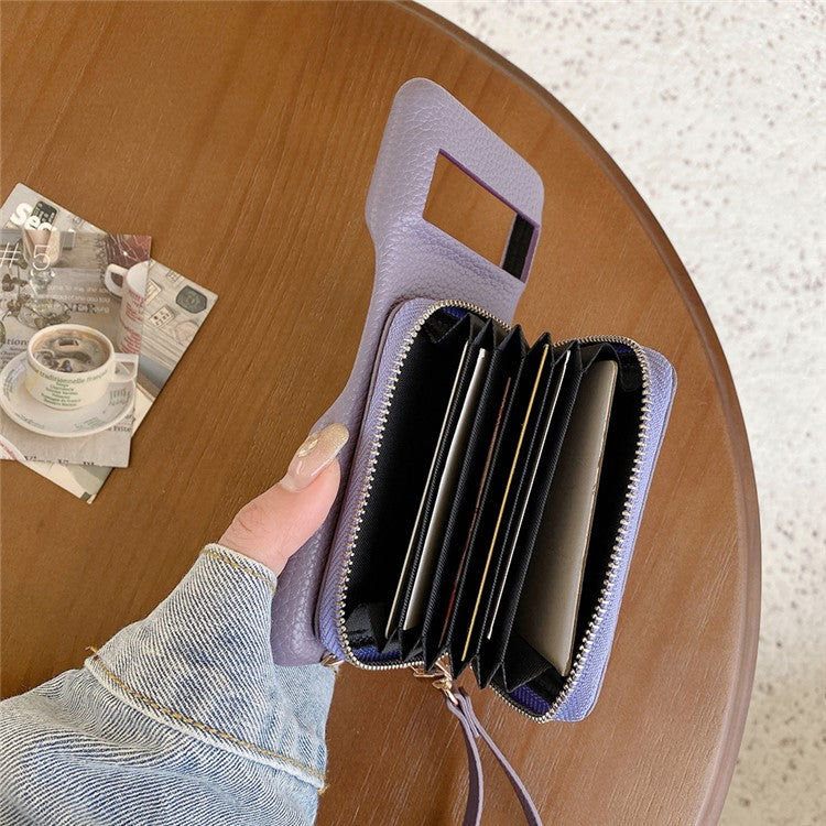 For Google Pixel 8 Pro Case Zipper Card Slots PU Leather Phone Back Cover with Wrist Strap - Purple