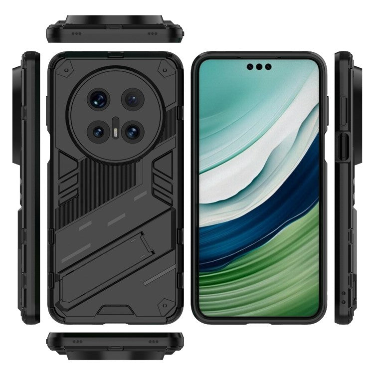 For Huawei Mate 70 Pro+  /  Mate 70 Pro Case PC + TPU Shockproof Phone Cover with Kickstand - Black